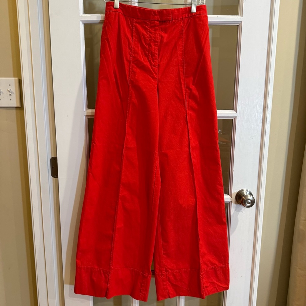 Anthropologie Poplin Cotton Wide Leg Pants High Waisted Size 6